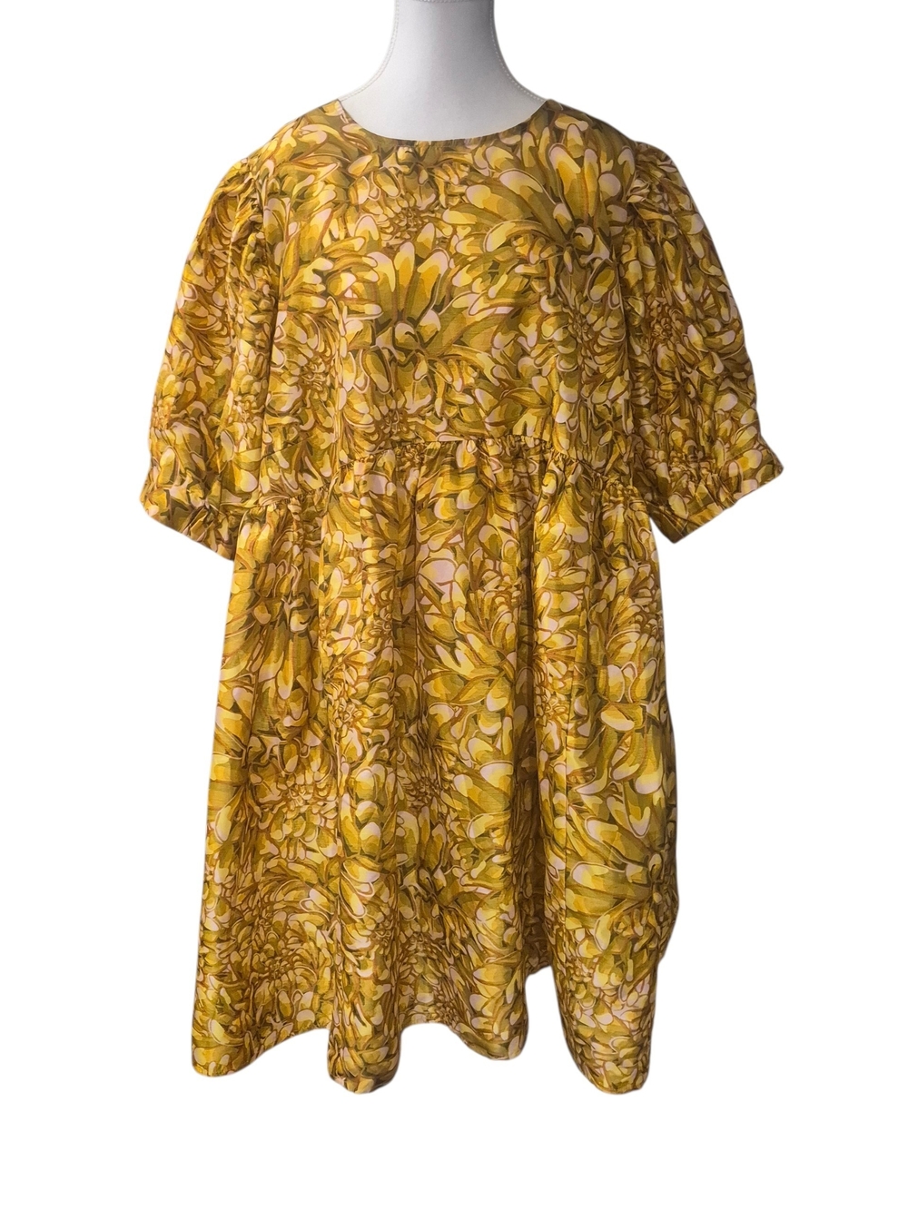 Kika Vargas Yellow and Pink Abstract Swirl Dress